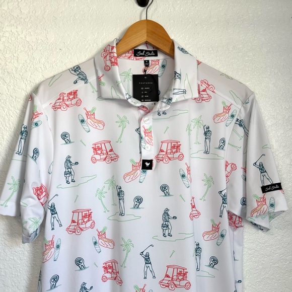 Bad Birdie Mens The Necessities Golf Polo Sz Medium White Short Sleeve Novelty - Picture 3 of 9
